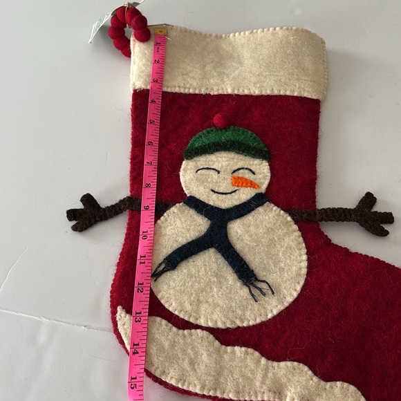 Arcadia Home Cream and Red Jolly Snowman Holiday Stocking - Picture 10 of 12